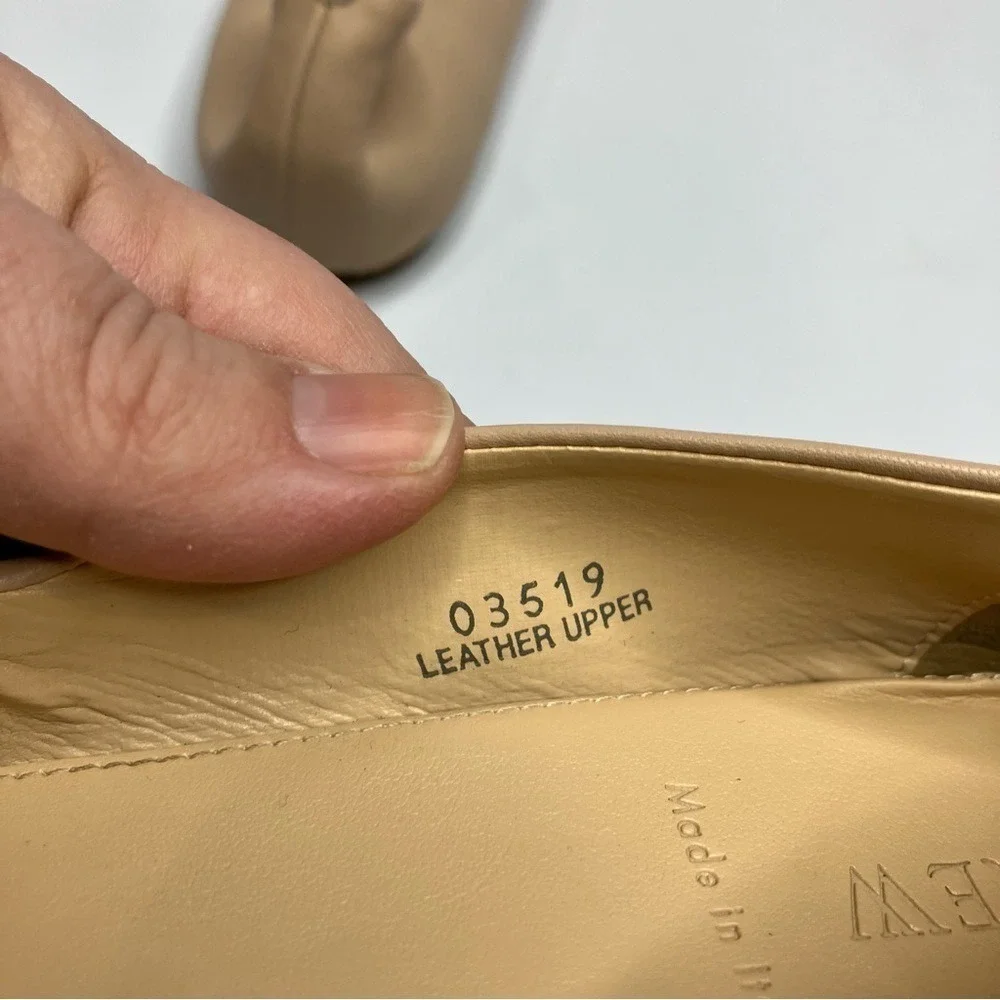 J. Crew cream‎ leather ballet flats made in Italy gold studded size 8.5